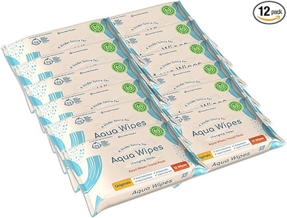 Aqua Wipes 100% Biodegradable Baby Wipes, Box Of Travel Pack (Pack of 12, 12 Pcs)