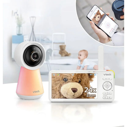 VTech - Smart Wi-Fi 1080p Baby Monitor with 5-Inch Display & Remote Access - White