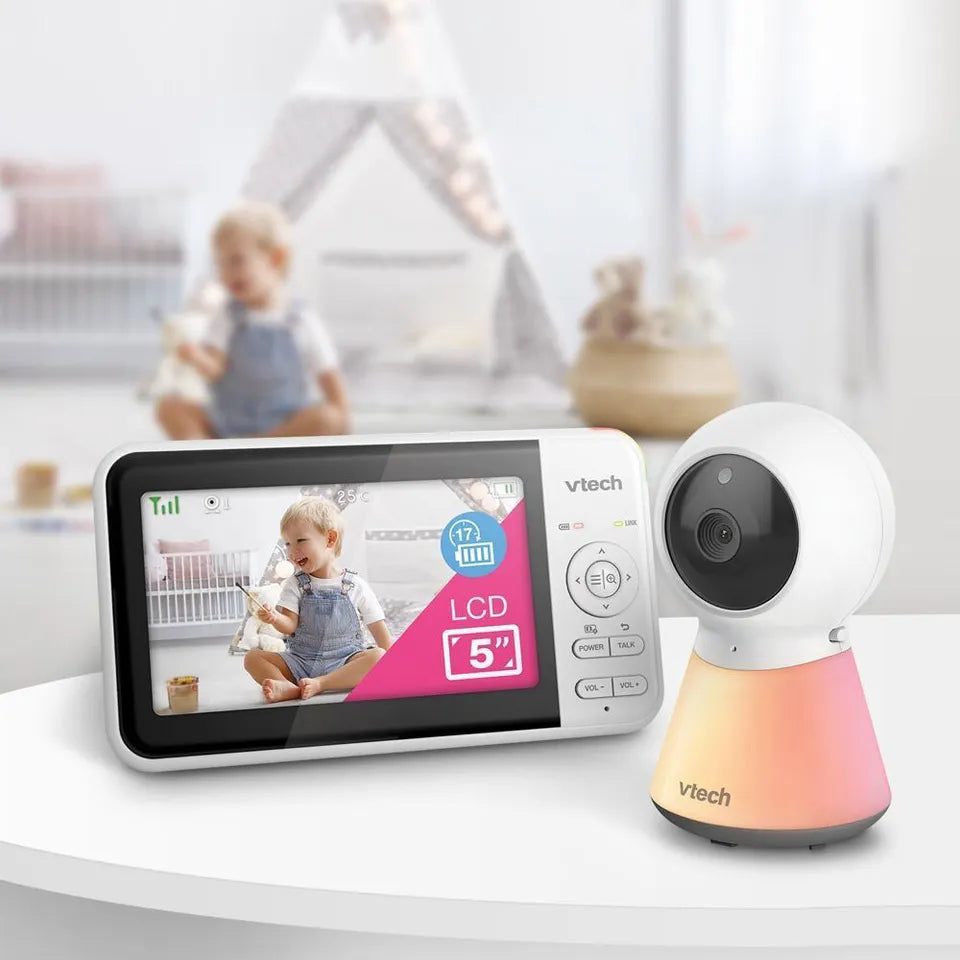 VTech - Smart Wi-Fi 1080p Baby Monitor with 5-Inch Display & Remote Access - White
