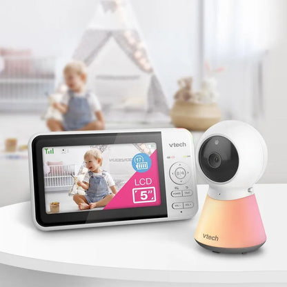 VTech - Smart Wi-Fi 1080p Baby Monitor with 5-Inch Display & Remote Access - White
