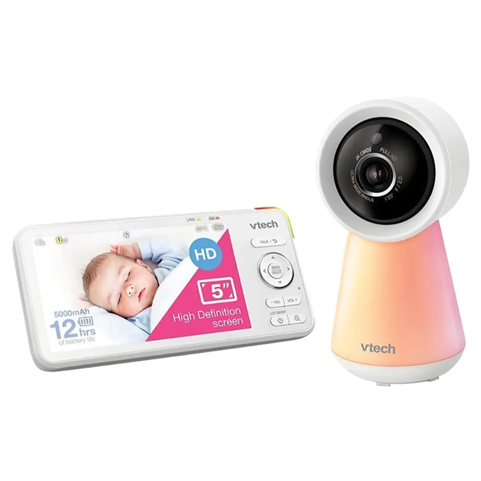 VTech - Smart Wi-Fi 1080p Baby Monitor with 5-Inch Display & Remote Access - White