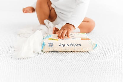 Aqua Wipes 100% Biodegradable Baby Wipes, Box Of Travel Pack (Pack of 12, 12 Pcs)