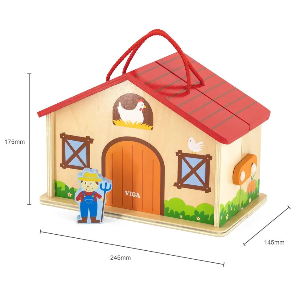 VIGA - Wooden Farm Play Set in a Suitcase - 20 Pieces