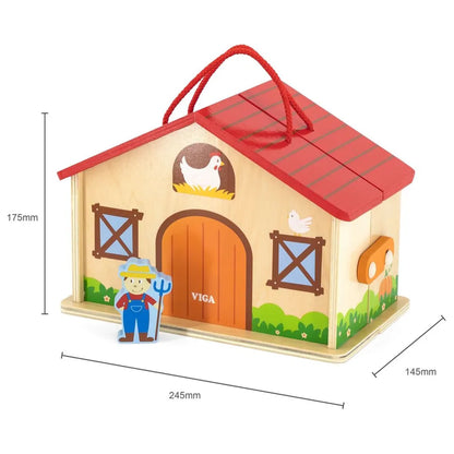 VIGA - Wooden Farm Play Set in a Suitcase - 20 Pieces