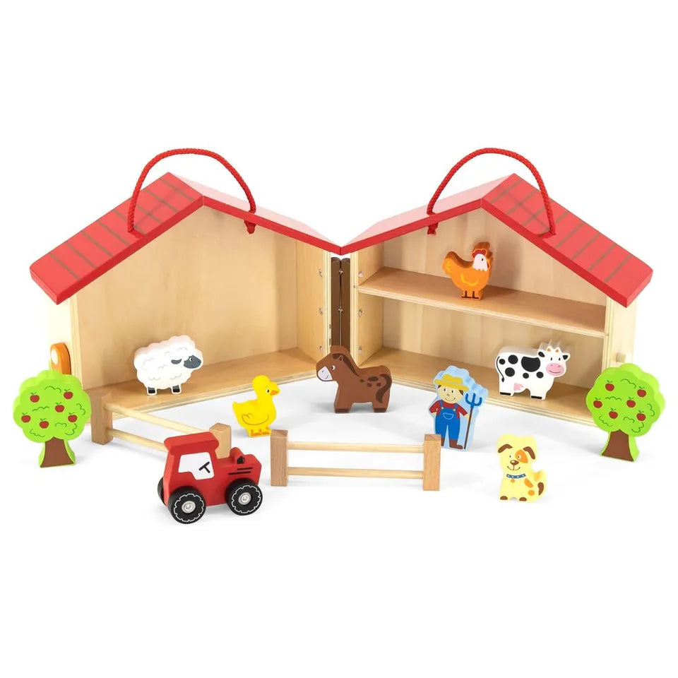 VIGA - Wooden Farm Play Set in a Suitcase - 20 Pieces