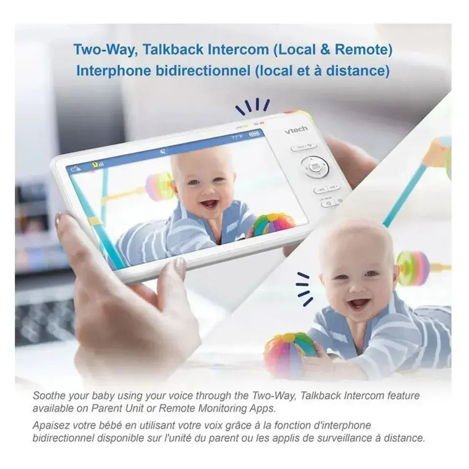 VTech - Smart Wi-Fi 1080p HD Pan & Tilt Baby Monitor with 5-Inch Display & Remote Access - White