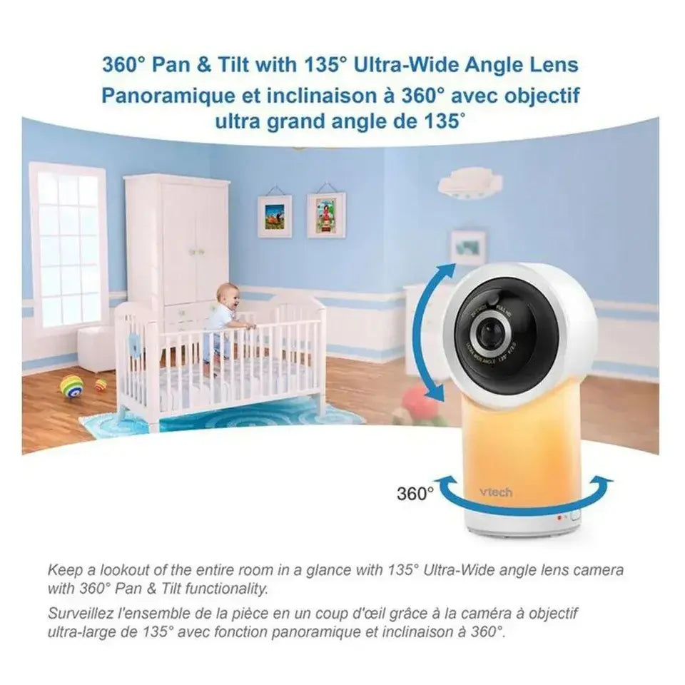 VTech - Smart Wi-Fi 1080p HD Pan & Tilt Baby Monitor with 5-Inch Display & Remote Access - White