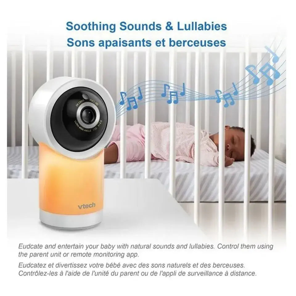 VTech - Smart Wi-Fi 1080p HD Pan & Tilt Baby Monitor with 5-Inch Display & Remote Access - White