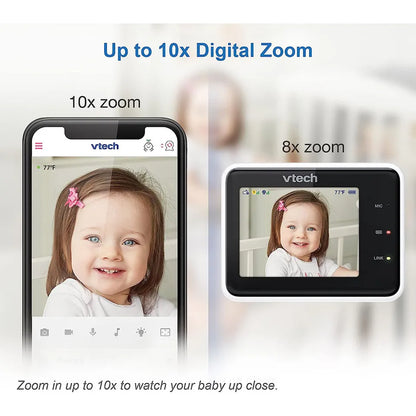 VTech - Wi-Fi 1080P HD Video Monitor with Remote Access - White - 2.8-Inch