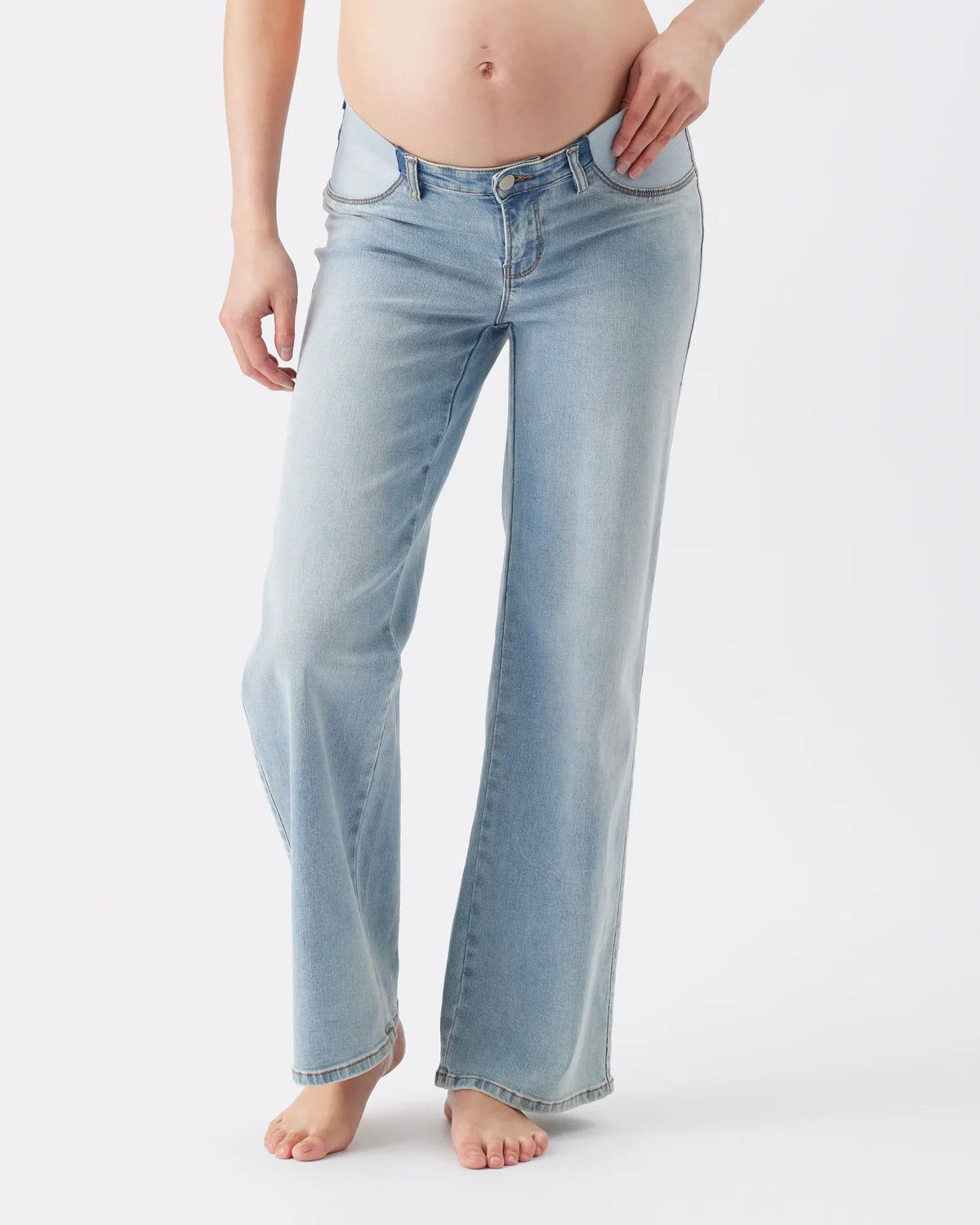 Ripe Maternity Kyle Wide Leg Jean (Light Blue, Large)