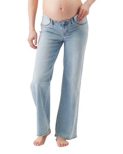 Ripe Maternity Kyle Wide Leg Jean (Light Blue, Large)