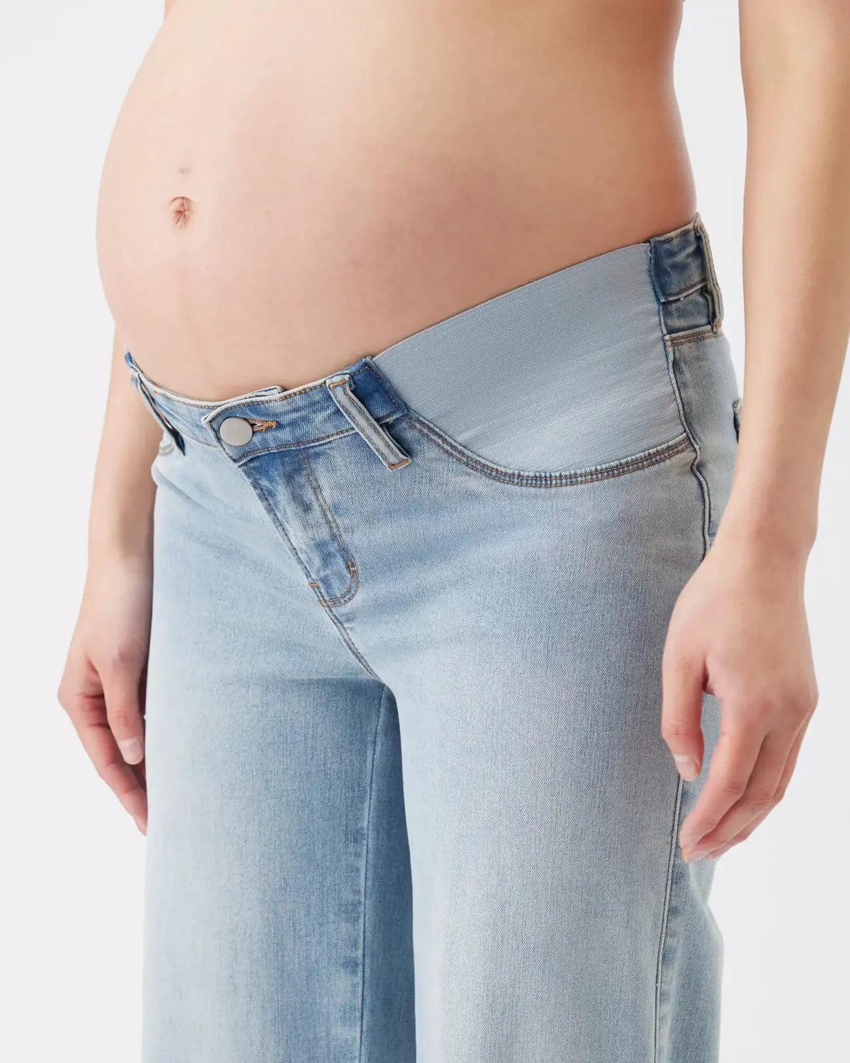 Ripe Maternity Kyle Wide Leg Jean (Light Blue, Large)