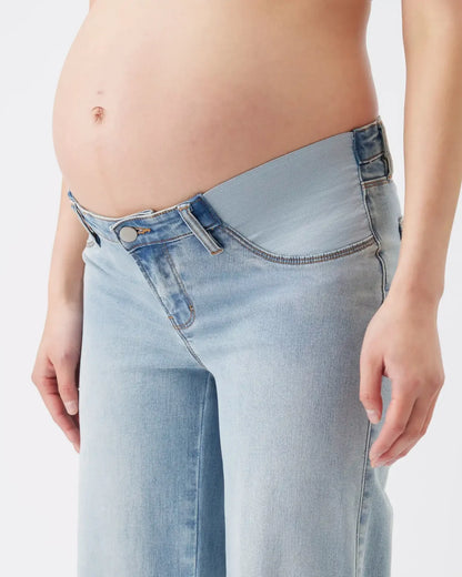 Ripe Maternity Kyle Wide Leg Jean (Light Blue, Large)