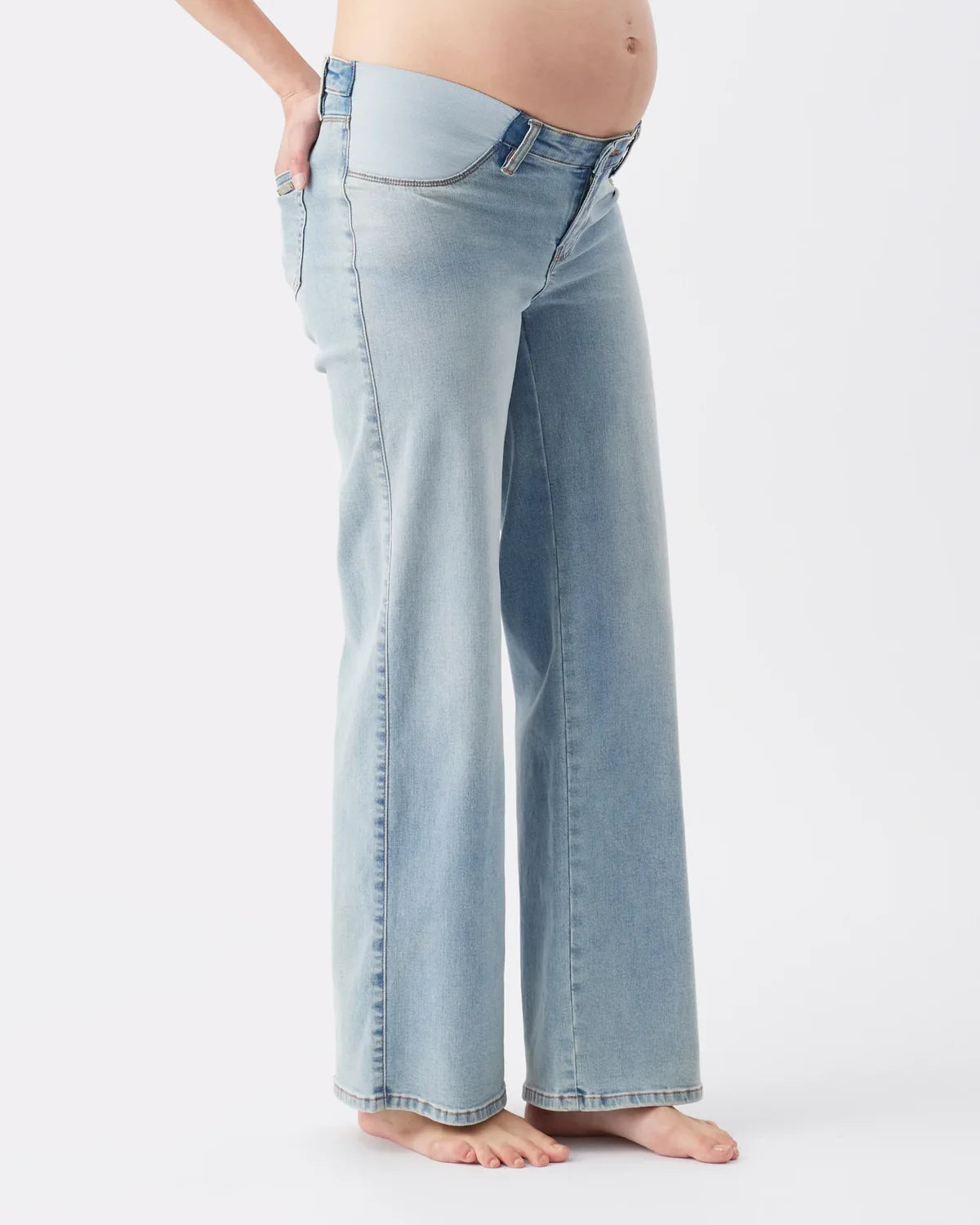 Ripe Maternity Kyle Wide Leg Jean (Light Blue, Large)