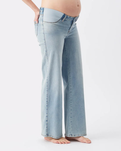 Ripe Maternity Kyle Wide Leg Jean (Light Blue, Large)