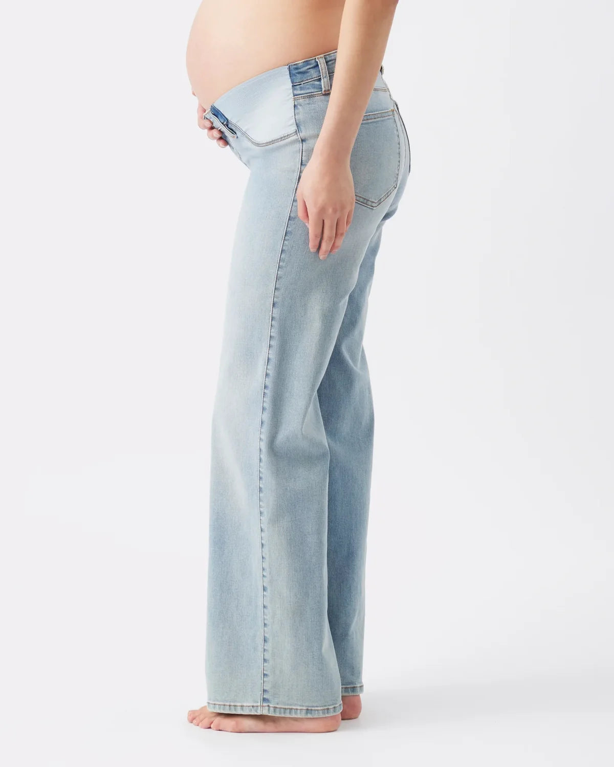 Ripe Maternity Kyle Wide Leg Jean (Light Blue, Large)