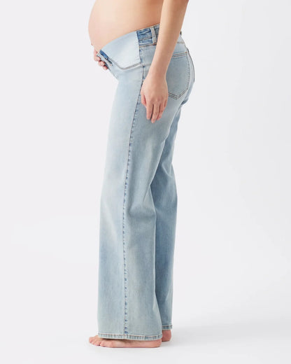 Ripe Maternity Kyle Wide Leg Jean (Light Blue, Large)