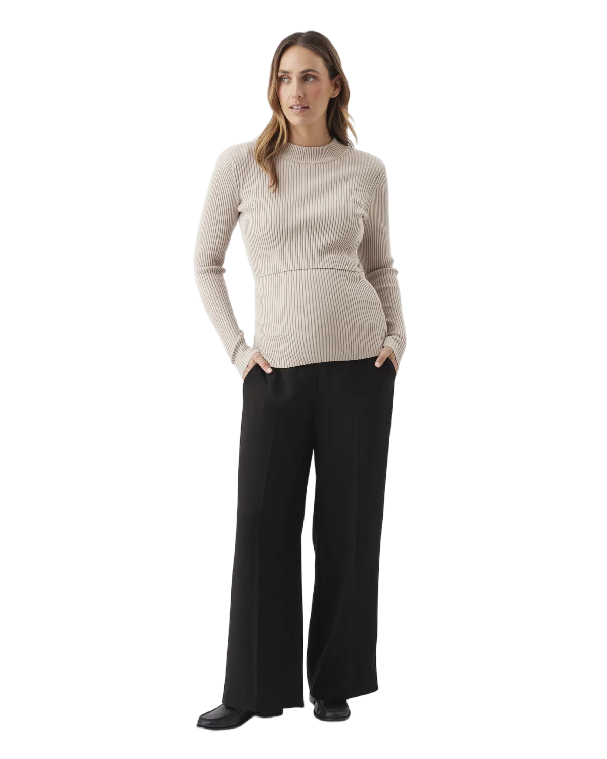 Ripe Maternity Alexa Wide Leg Pant (Black, Small)
