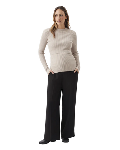 Ripe Maternity Alexa Wide Leg Pant (Black, Small)