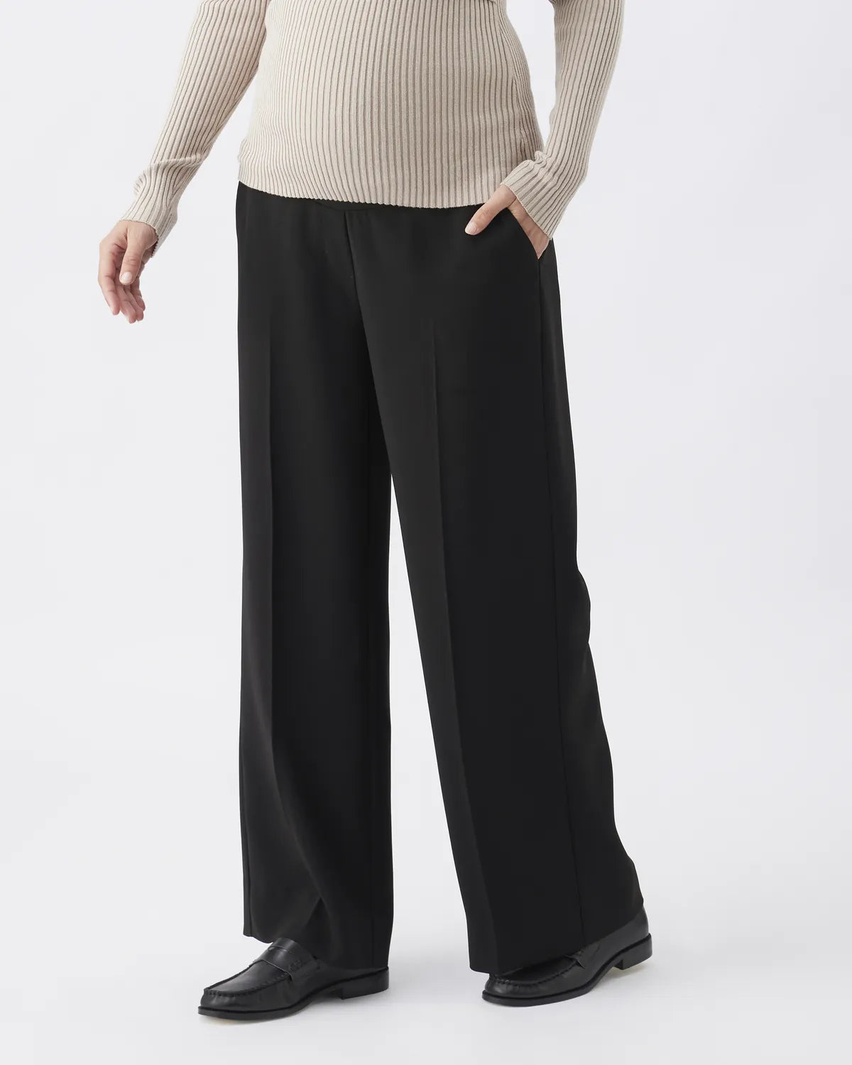 Ripe Maternity Alexa Wide Leg Pant (Black, Small)