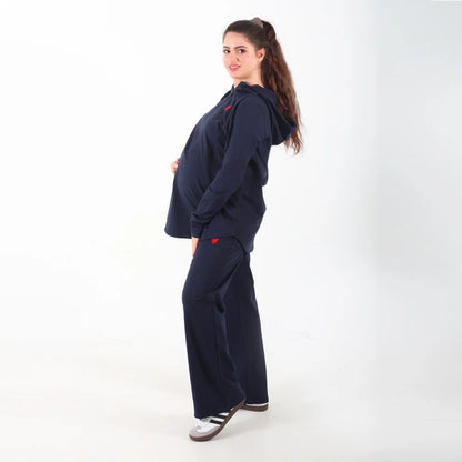 Become a Mom Maternity Tracksuit (Navy, Medium)