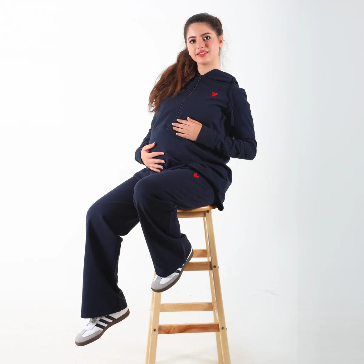 Become a Mom Maternity Tracksuit (Navy, Medium)