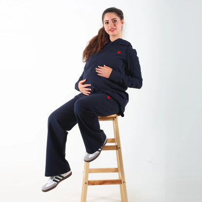 Become a Mom Maternity Tracksuit (Navy, Medium)
