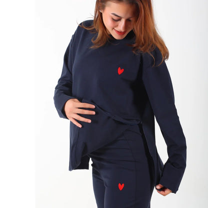 Become a Mom Lego Maternity Tracksuit (Navy, Small)