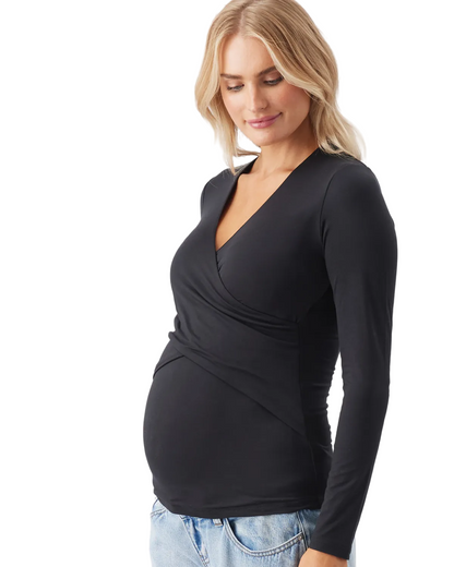 Ripe Maternity Luxe Knit Embrace Nursing Top (Black, Large)