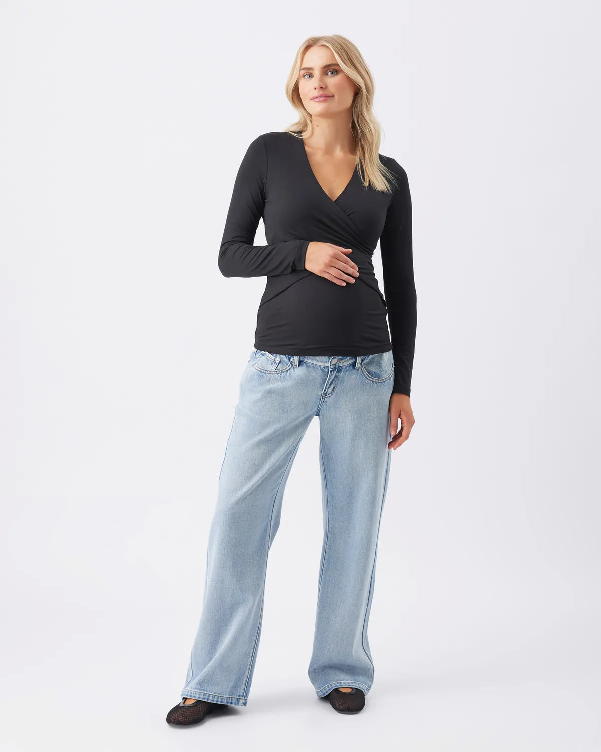 Ripe Maternity Luxe Knit Embrace Nursing Top (Black, Large)