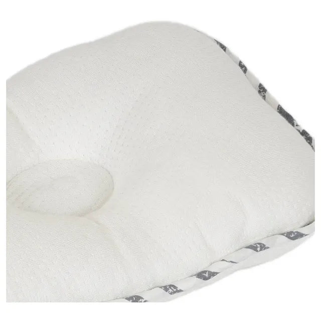 White & Grey Bamboo Cushioned Baby Pillow