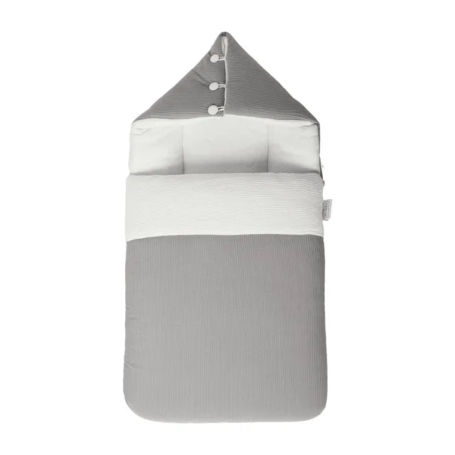 White & Grey 2-in-1 Bamboo Cushioned Baby Sleeping Bag (Grey)