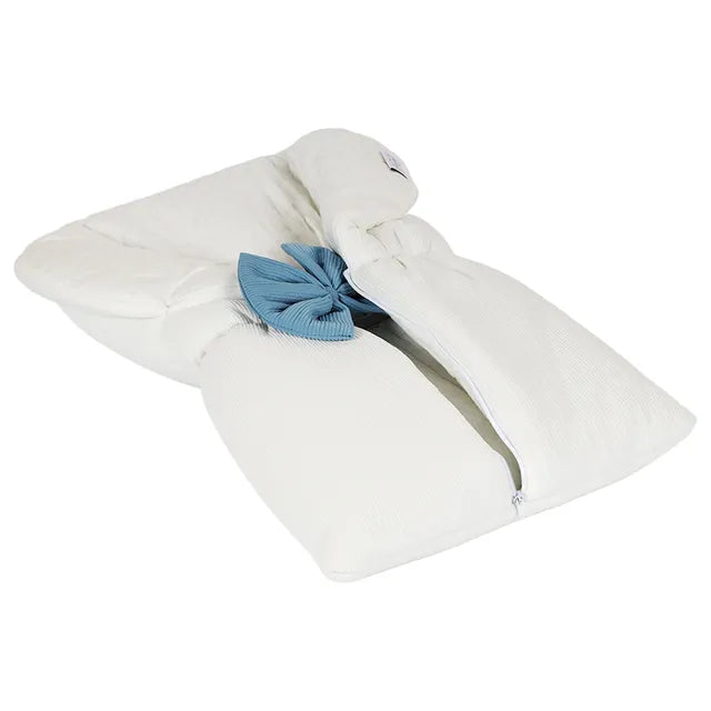 White & Grey Baby Sleeping Bag White With Bow