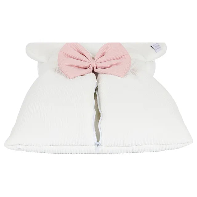 White & Grey Baby Sleeping Bag White With Bow