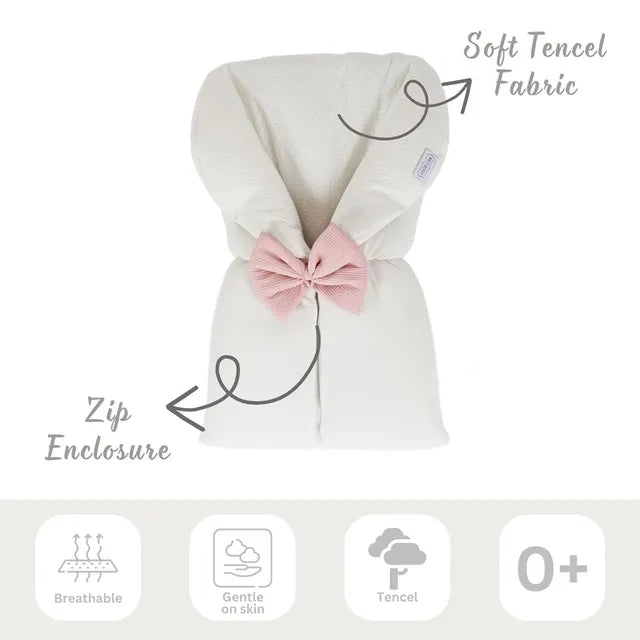 White & Grey Baby Sleeping Bag White With Bow