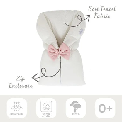 White & Grey Baby Sleeping Bag White With Bow