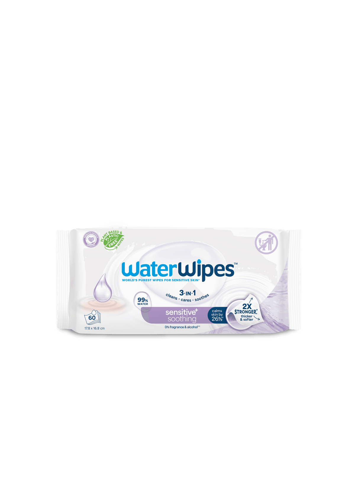 WaterWipes Soothing Clean - Pack of 60's /720's (Plastic-Free)