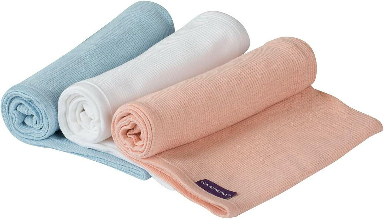 Clevamama Baby Waffle Weave Cotton Blanket - for Nursery Bedding, Moses Basket, Pushchair - 70x90 cm.
