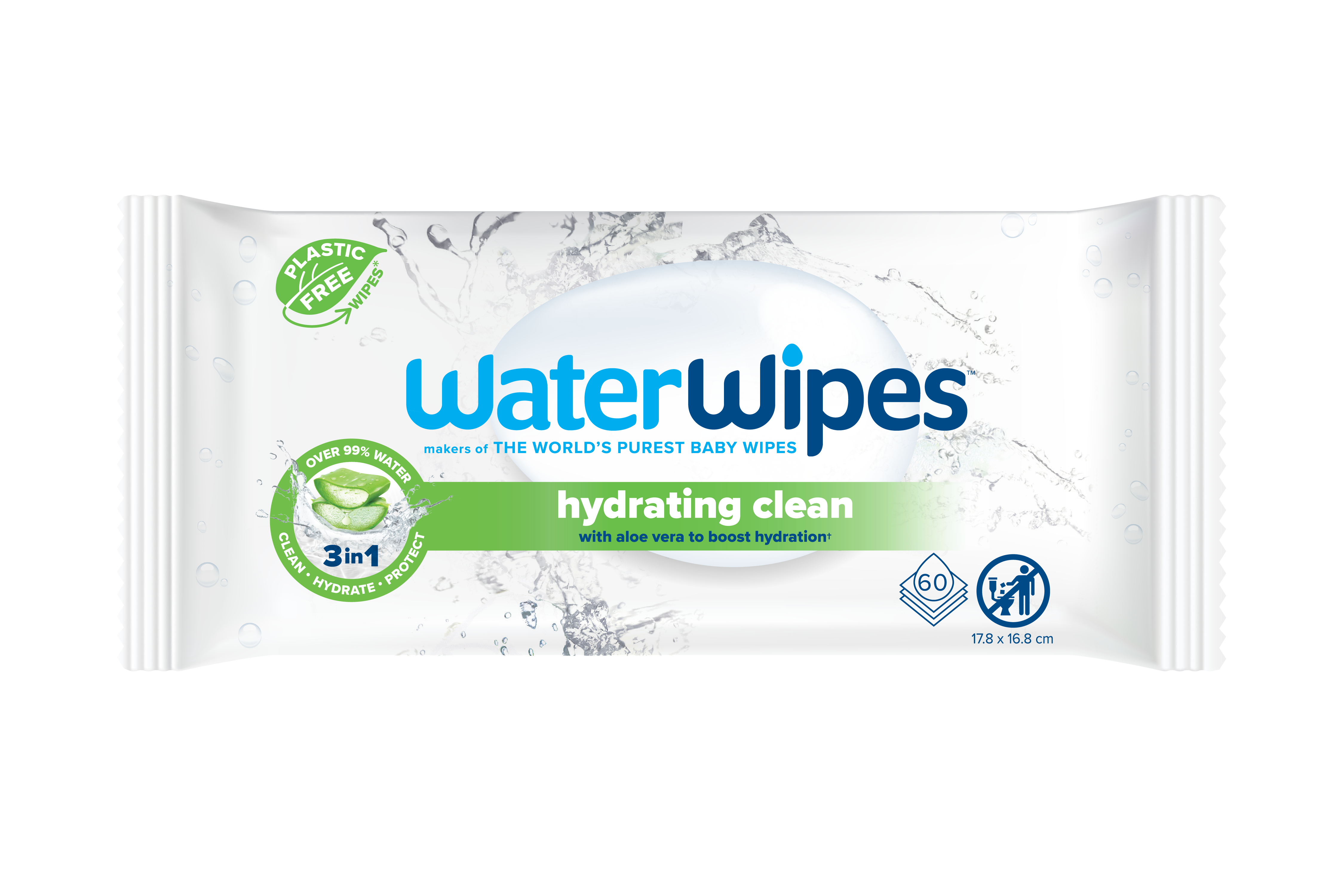 WaterWipes Hydrating Clean - Pack of 60's /720's (Plastic-Free)