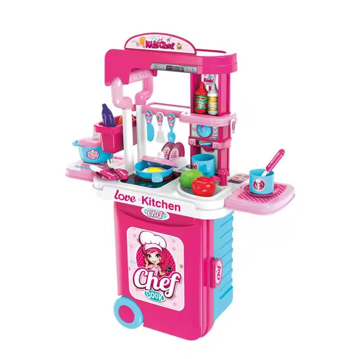 Chef Kitchen Set In Trolley Case (Pink)
