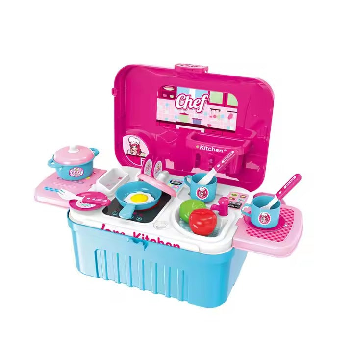 Chef Kitchen Set In Trolley Case (Pink)