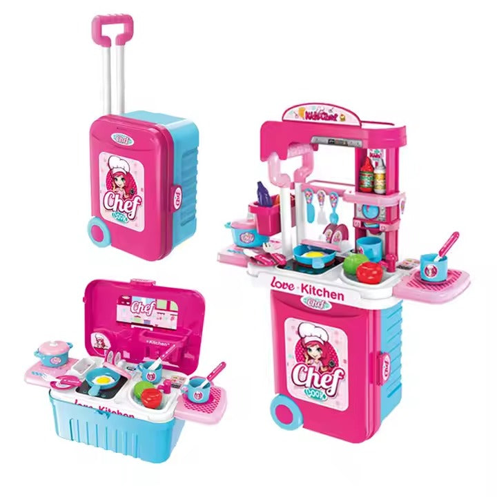 Chef Kitchen Set In Trolley Case (Pink)