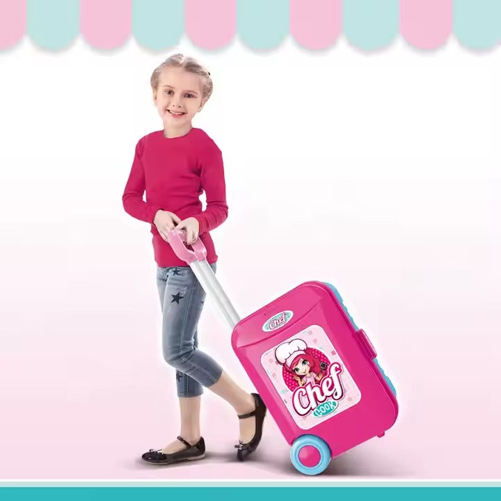 Chef Kitchen Set In Trolley Case (Pink)