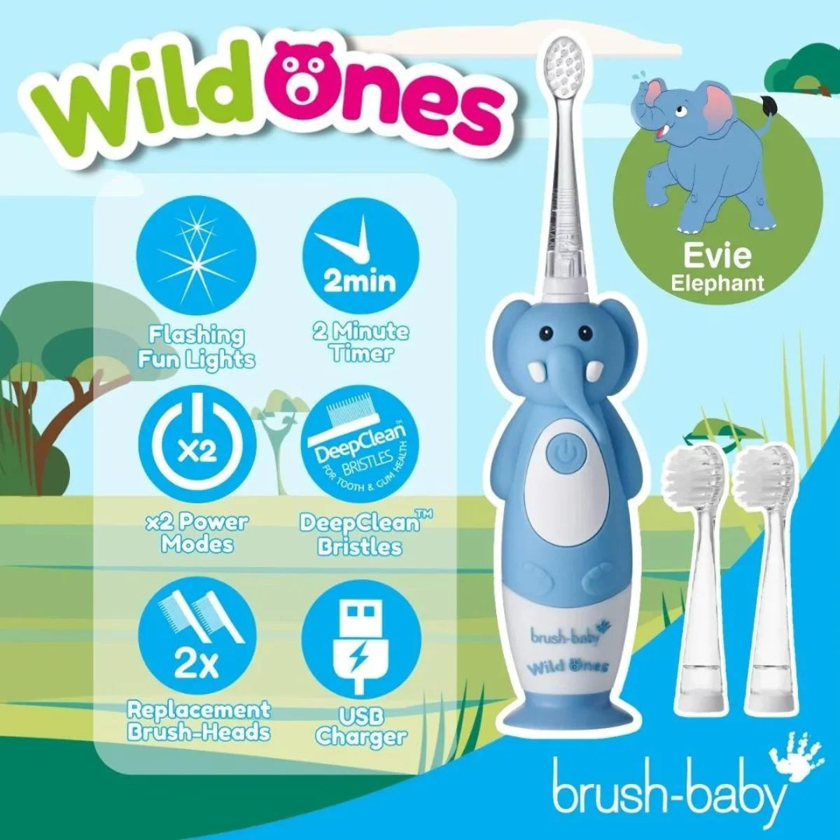 Brush-Baby Wild Ones Rechargeable Toothbrush (Elephant)