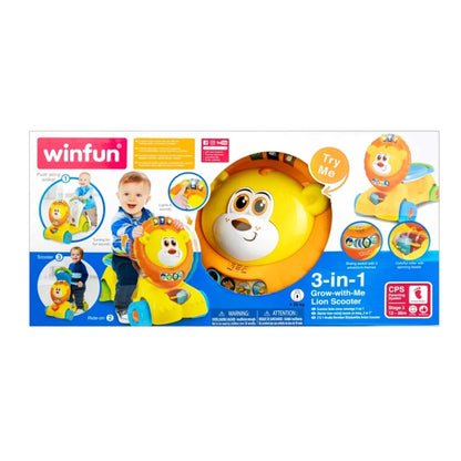 WinFun - 3-In-1 Grow With Me Lion Scooter - Multicolor