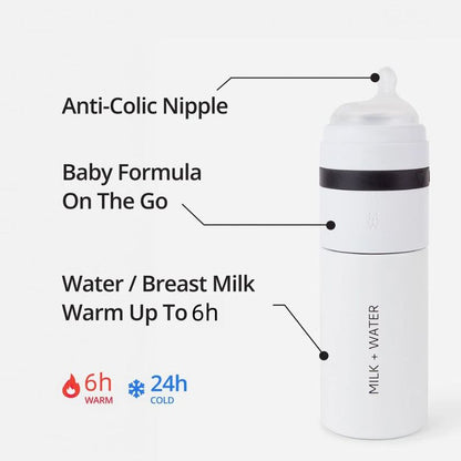 Milk + Water All In One Baby Bottle Stainless Steel (9oz, Dusty PInk, Fast Flow)