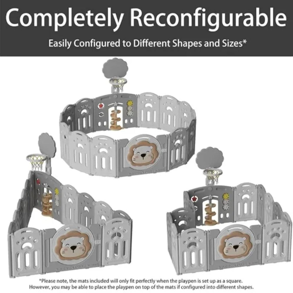 Little Angel Baby Foldable Fence Playpen And Basketball Hoop Set (16 Pcs)