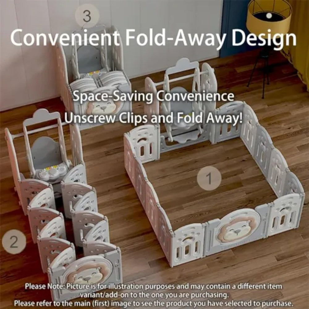 Little Angel Baby Foldable Fence Playpen And Basketball Hoop Set (16 Pcs)