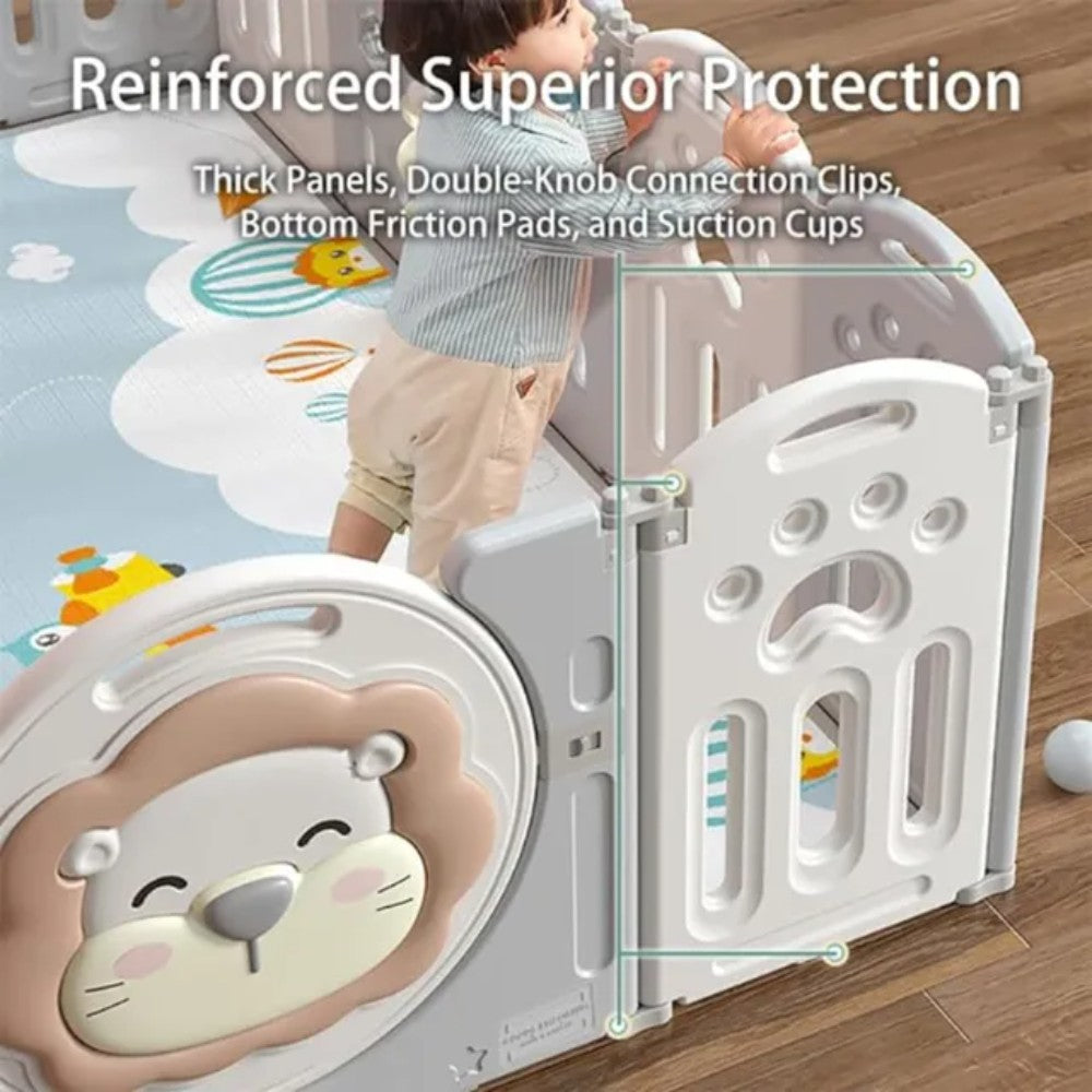 Little Angel Baby Foldable Fence Playpen And Basketball Hoop Set (16 Pcs)