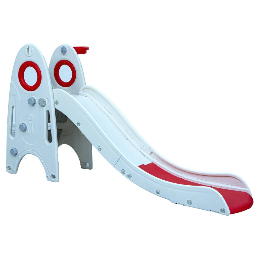 Little Toddler Medium Size Slide With Basketball Hoop (Light Red And White)